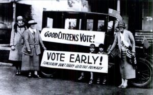 September 9, 1924, Grace Van Hoesen with members of the Grand Rapids League of Women Voters, Grand Rapids Public Library