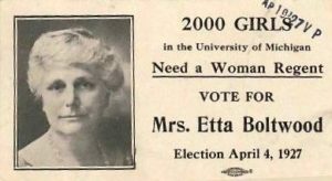 Etta Comstock Boltwood 1927 UofM Regent Ad